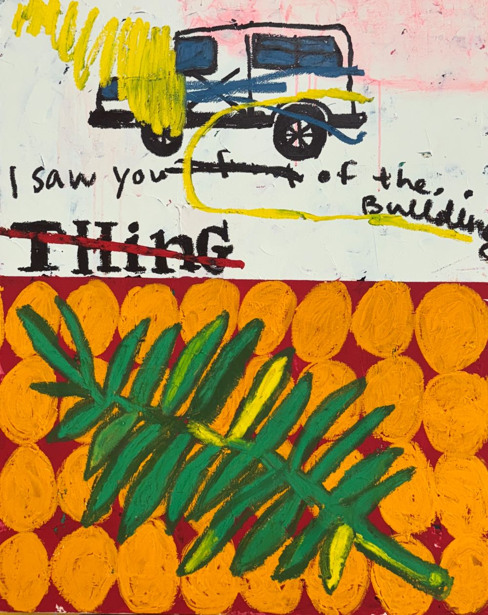 하남_차와풀, Mixed Media (acrylic & oil stick) on Canvas, 91x72.7cm, 2025