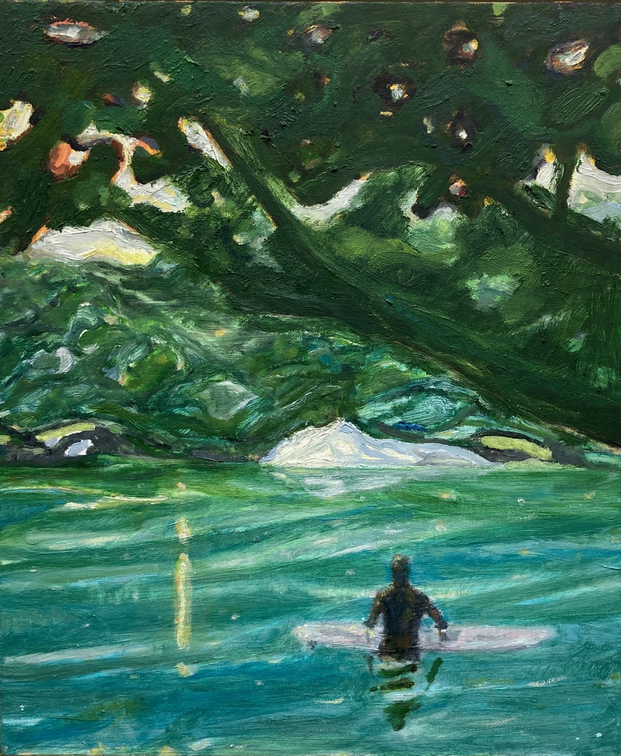 파도를 기다리는사람, oil on canvas, 45.5x 37.9cm. 2025