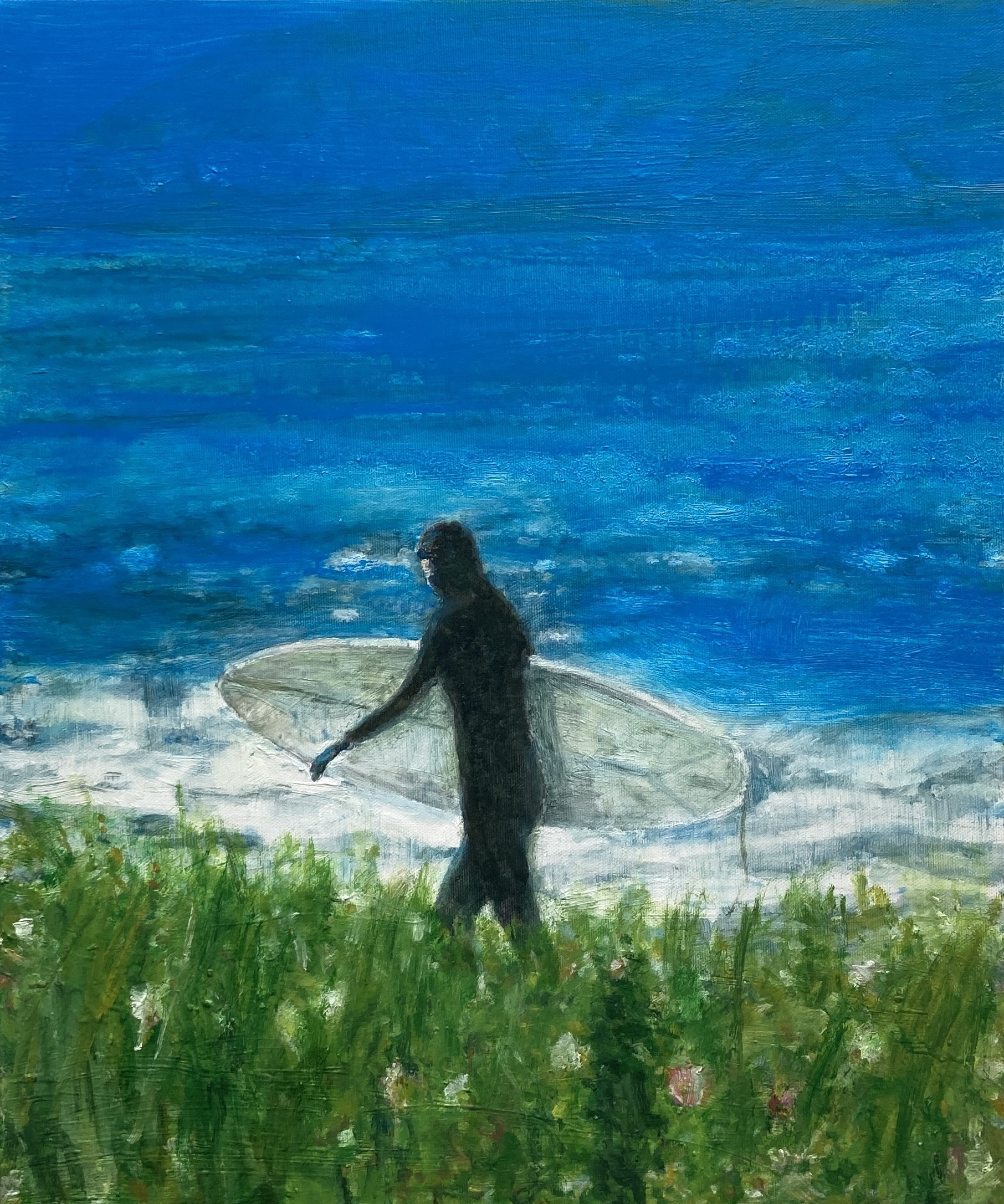 파도를 기다리는사람, oil on canvas, 45.5x 37.9cm (8호), 2025