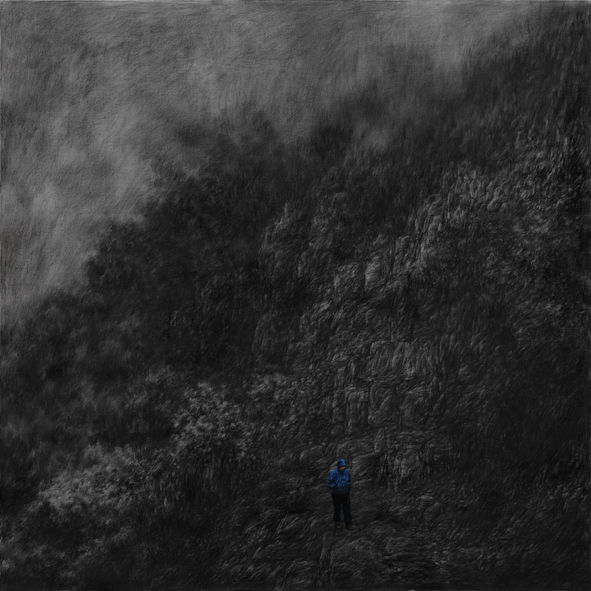이경하-내려오는 사람, charocoal & oil on canvas, 97x97cm, 2014