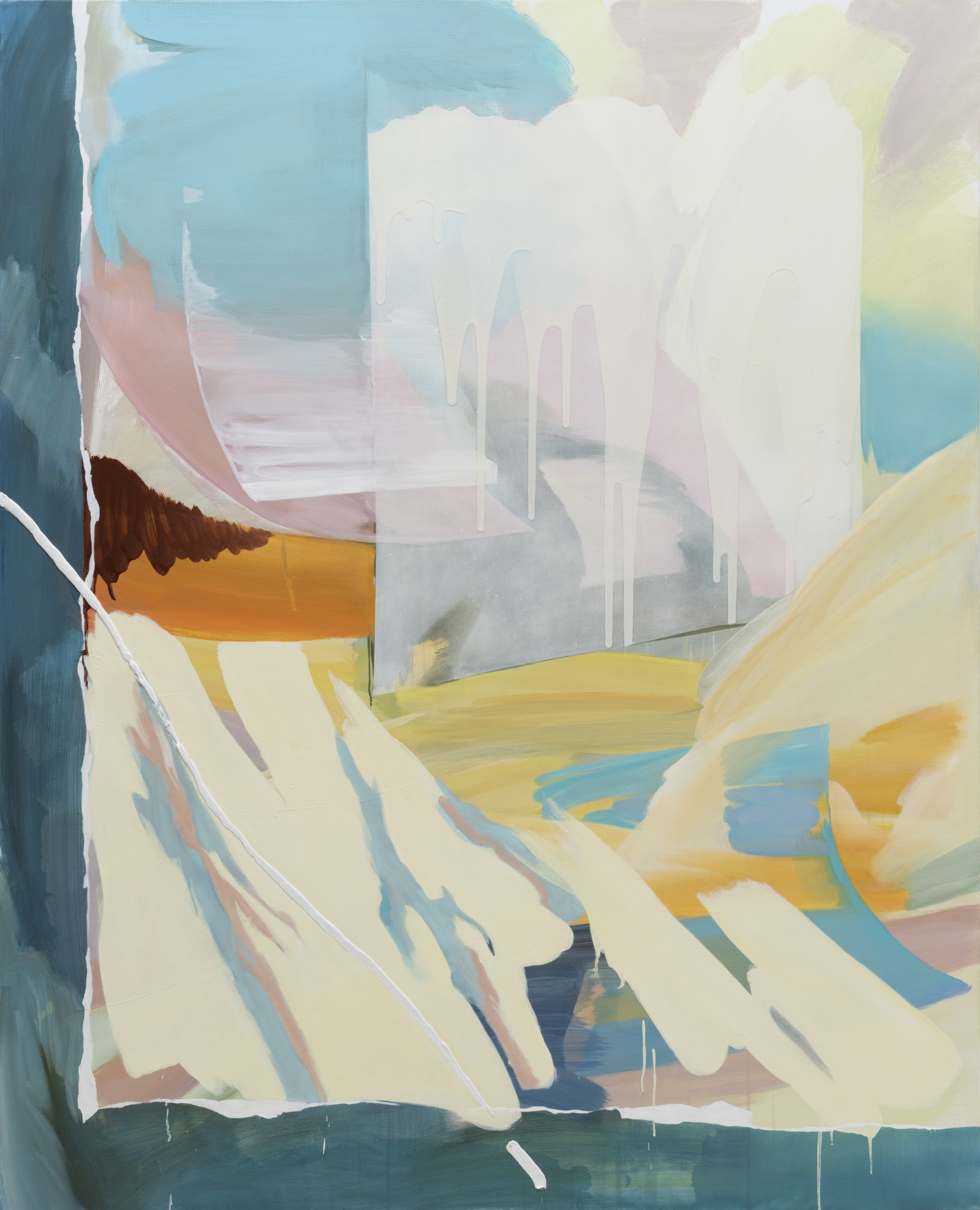 두 개의 창 b, 2020, Acrylic, gel medium, oil, spray on canvas, 162.2x130.3cm
