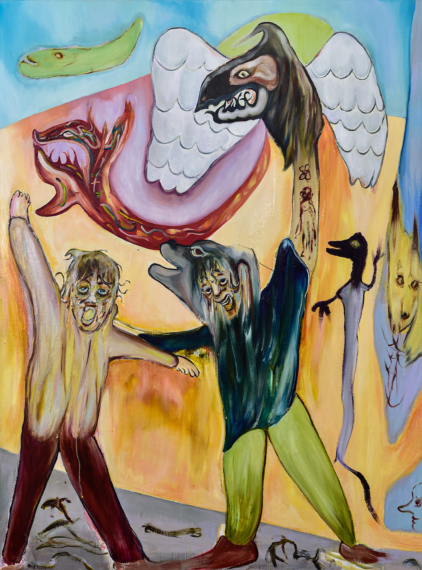 When I'm with friends, the energy is through the roof and it's the best. 2023, oil on canvas, 130.3x97.0cm