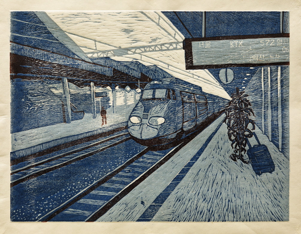 서울행_To Seoul_59.5x76cm_woodcut_2020