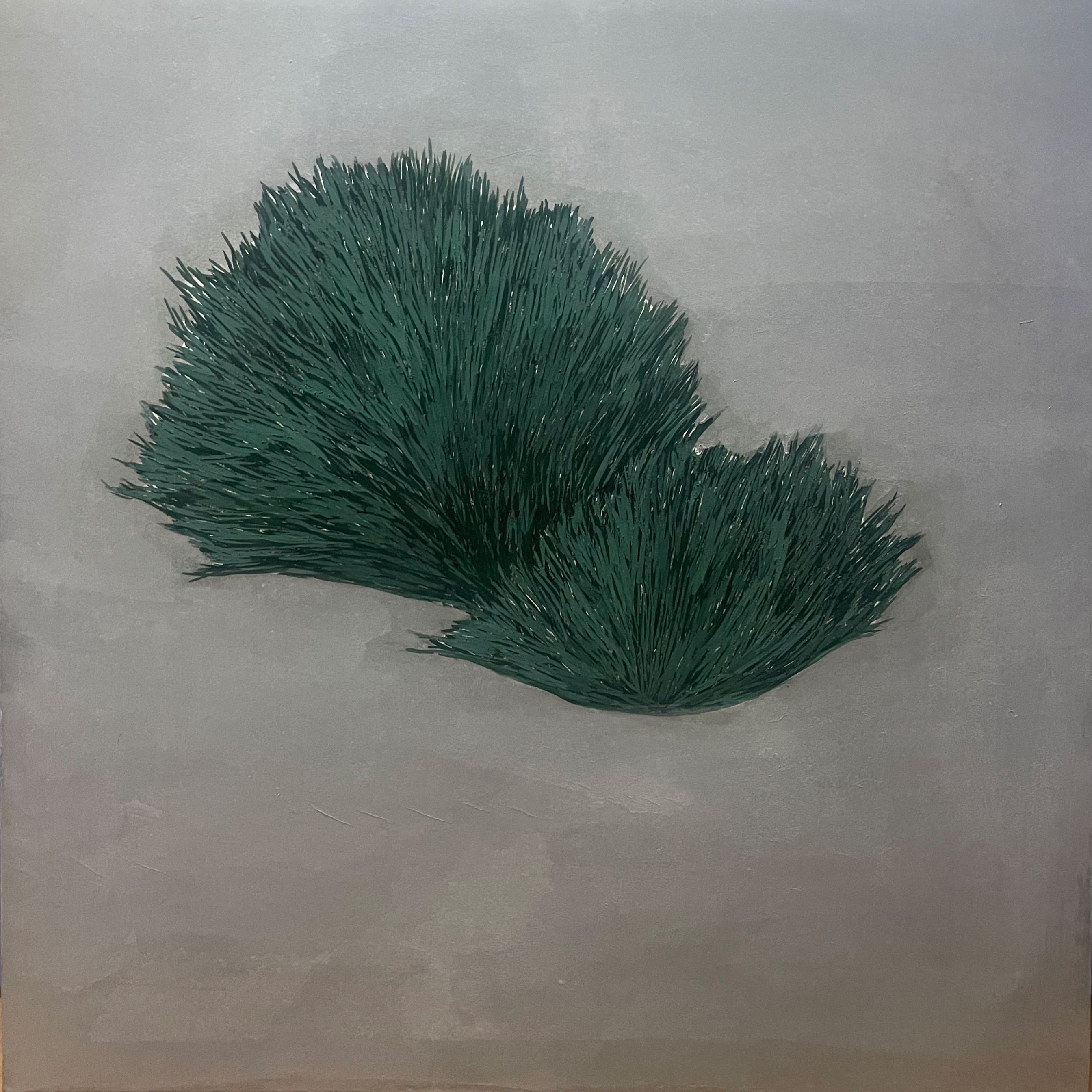 초록 덤불, 70x70cm, 장지에 혼합재료, 2024