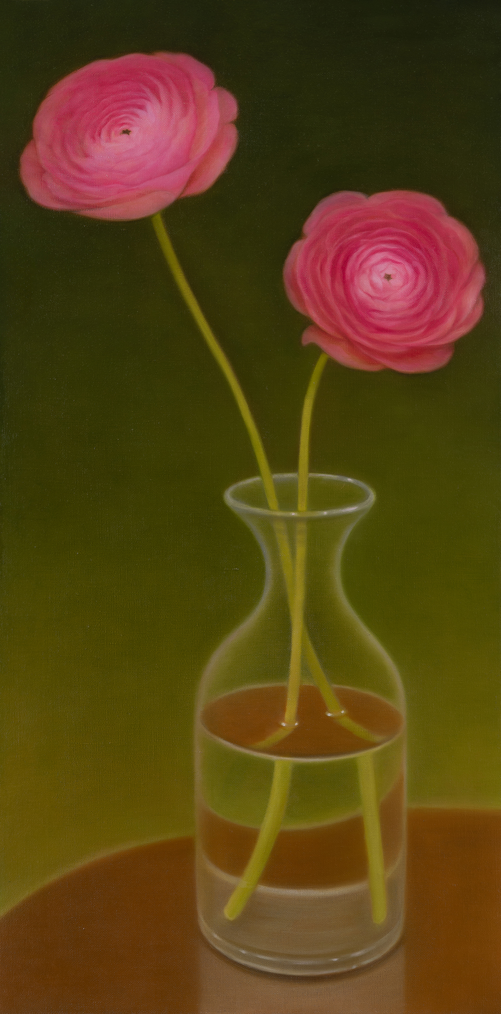 두 송이 라넌큘러스 Two Ranunculus, oil on canvas 78x39cm, 2024