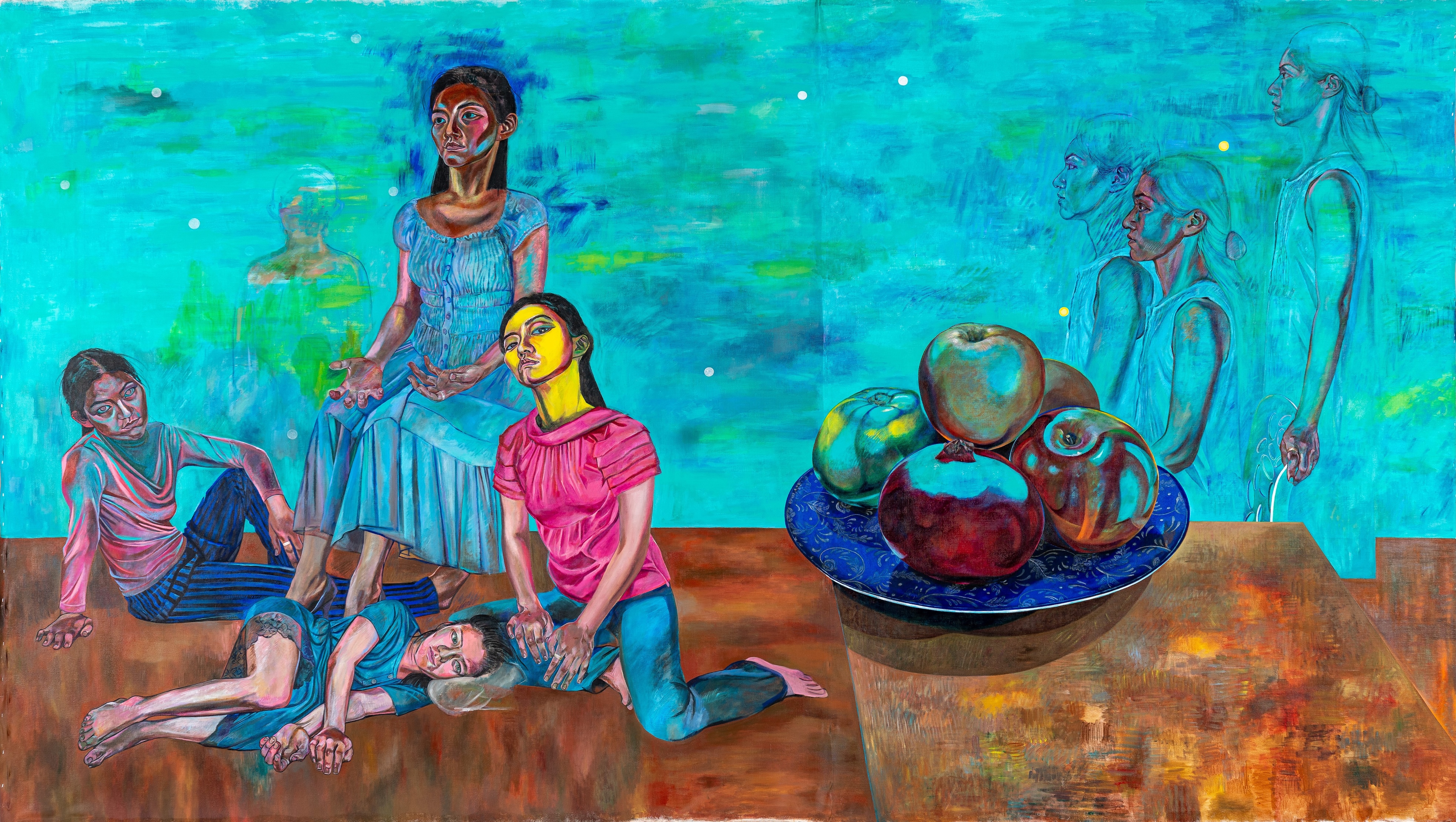나는 제대로 우는 법을 배워 본 적이 없다, Acrylic on linen, 248x432cm, 2021