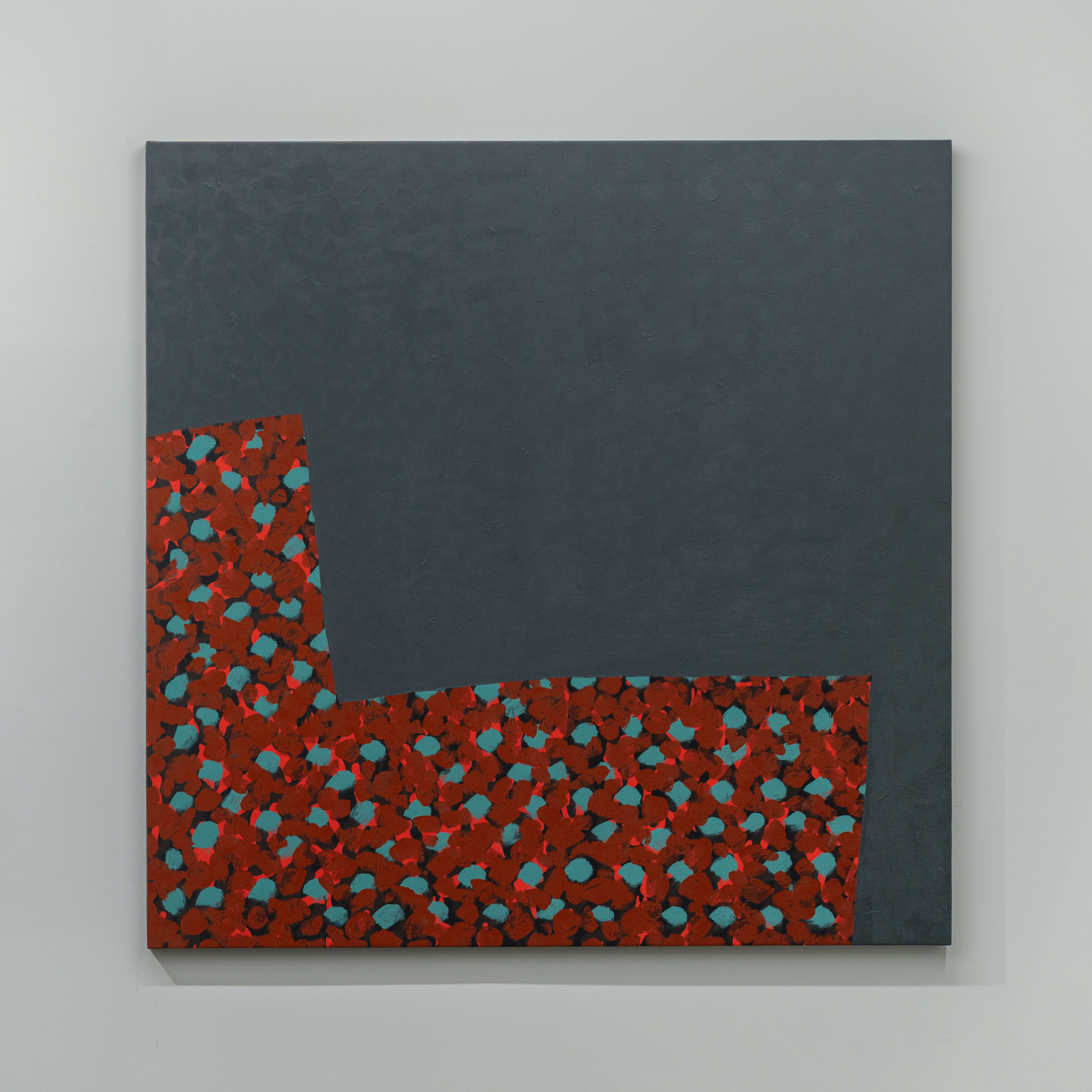 남은 물감 칠하기 2, 비닐 천 위에 아크릴, 100x100cm, 2025