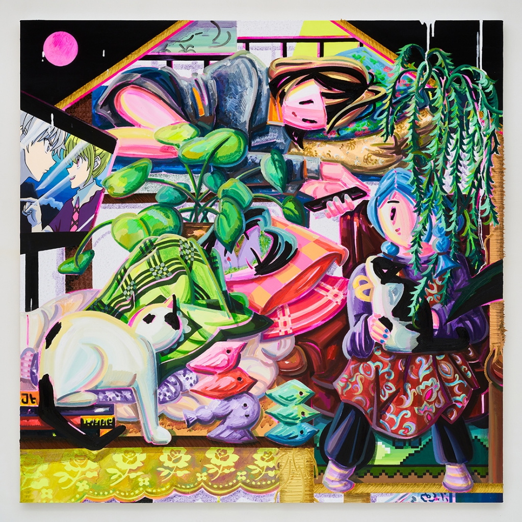 Catman Tower 3-1, Acrylic and oil on canvas, 91x91cm, 2022-2024