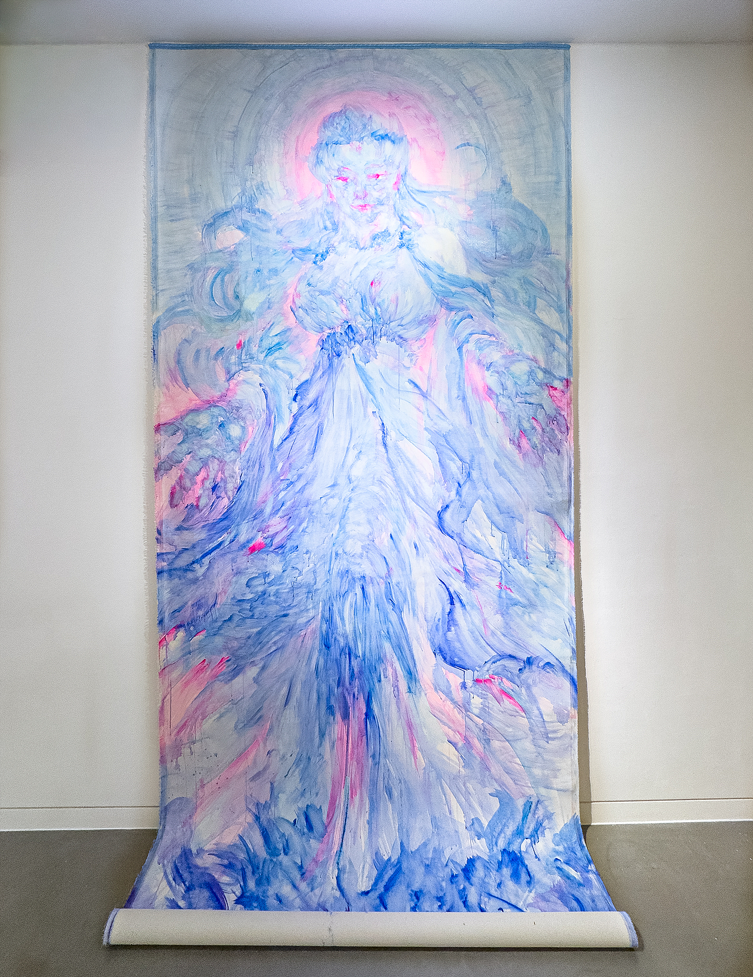 천간_ 청(天干_靑), 캔버스에 유채, 350x160cm, 2025