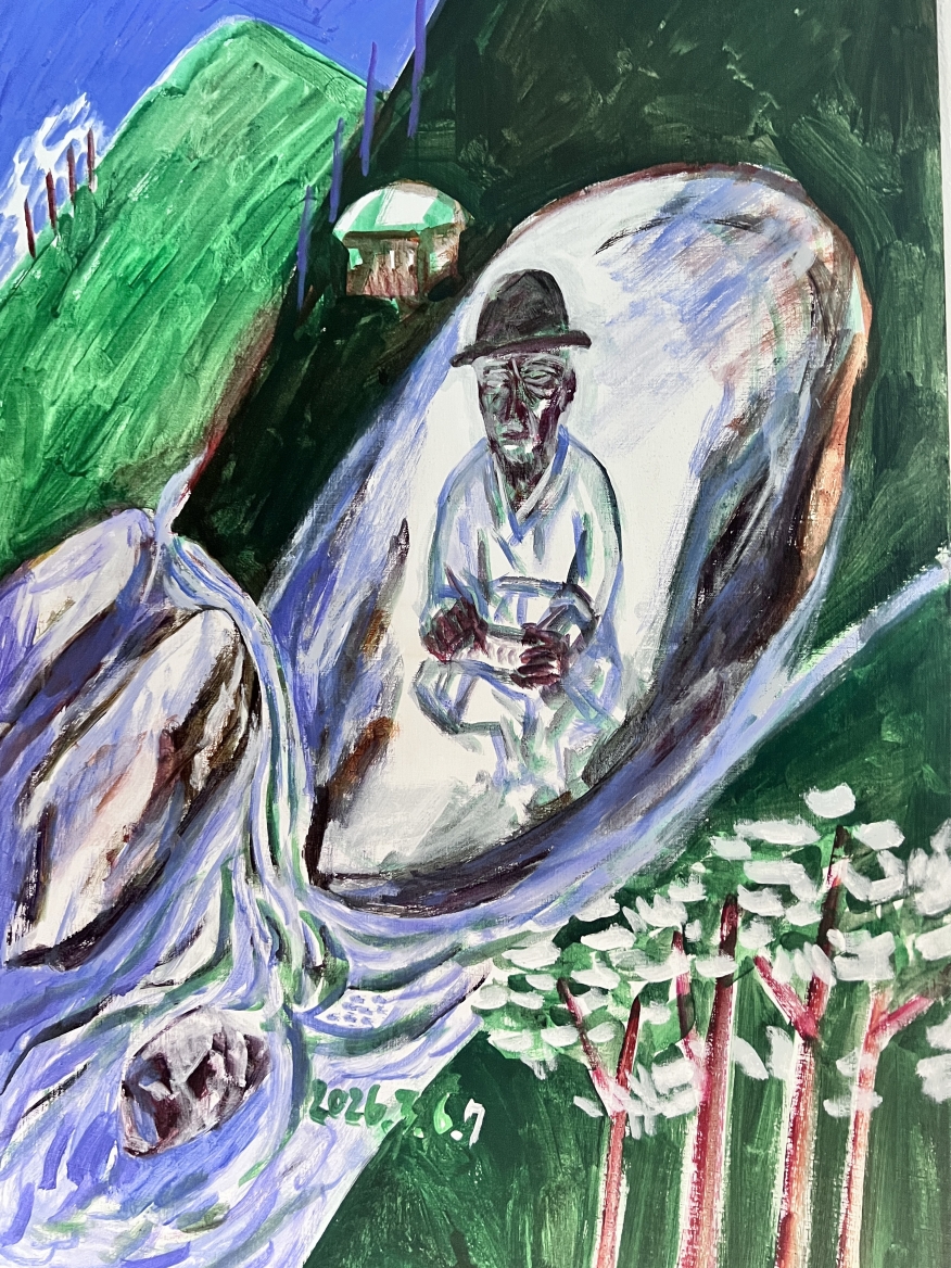 시쓰는 매월당_2026_ Acrylic on canvas_116.7x91cm 