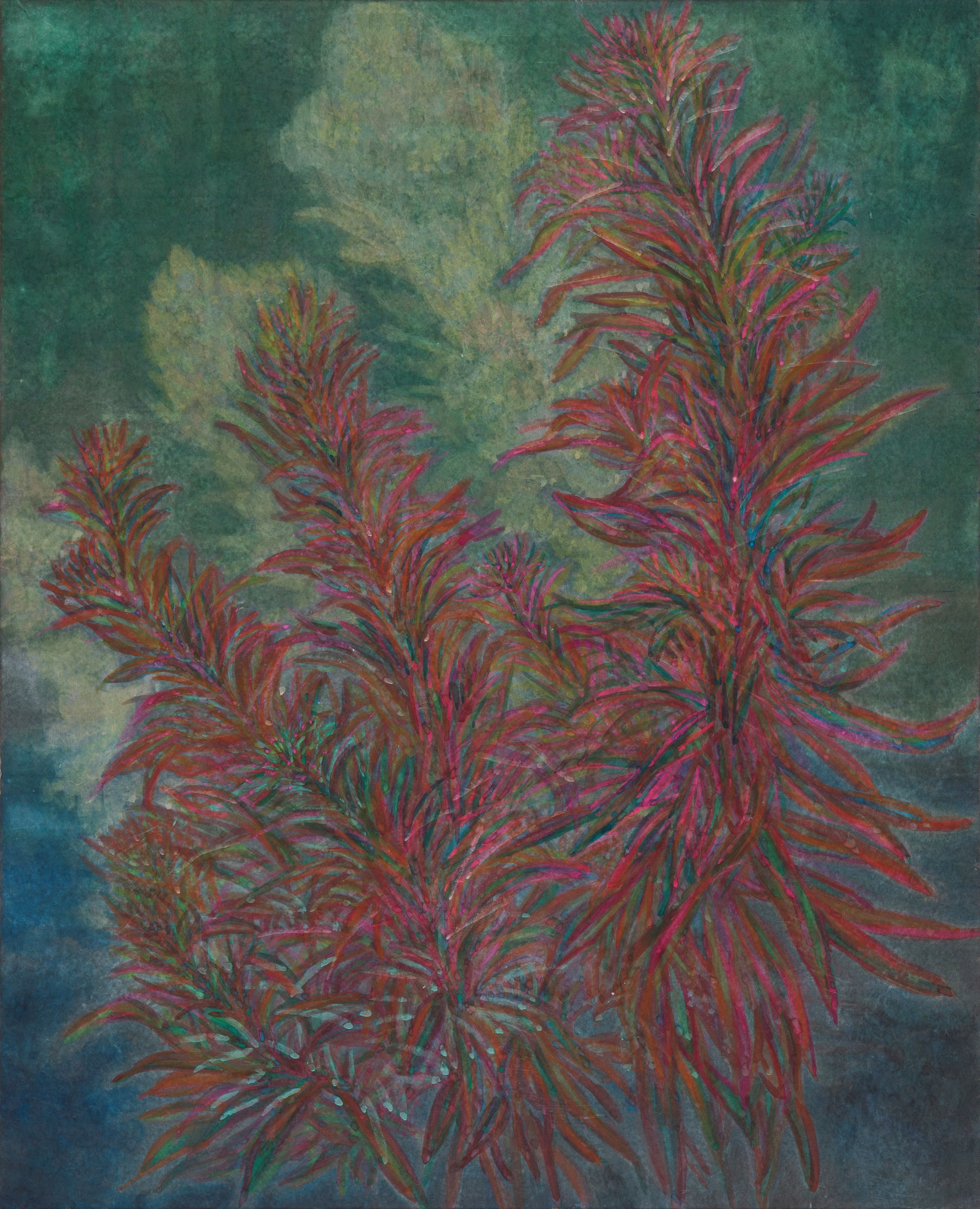 새벽의 왕-망초01, 장지에 주묵, 분채, 65.1x53cm, 2023