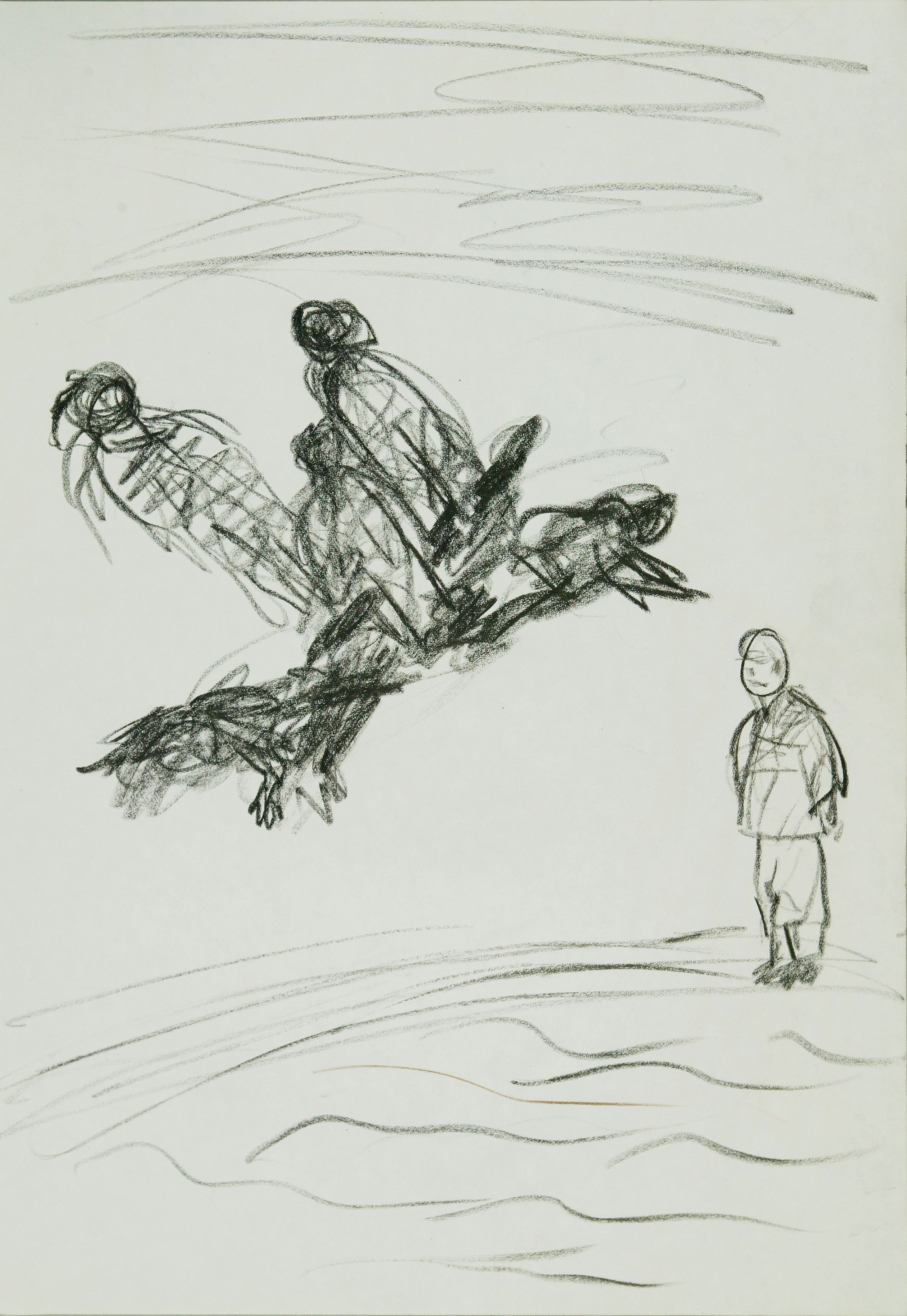 노량진, 매월당, 1987, Conte on paper, 35.7x25cm