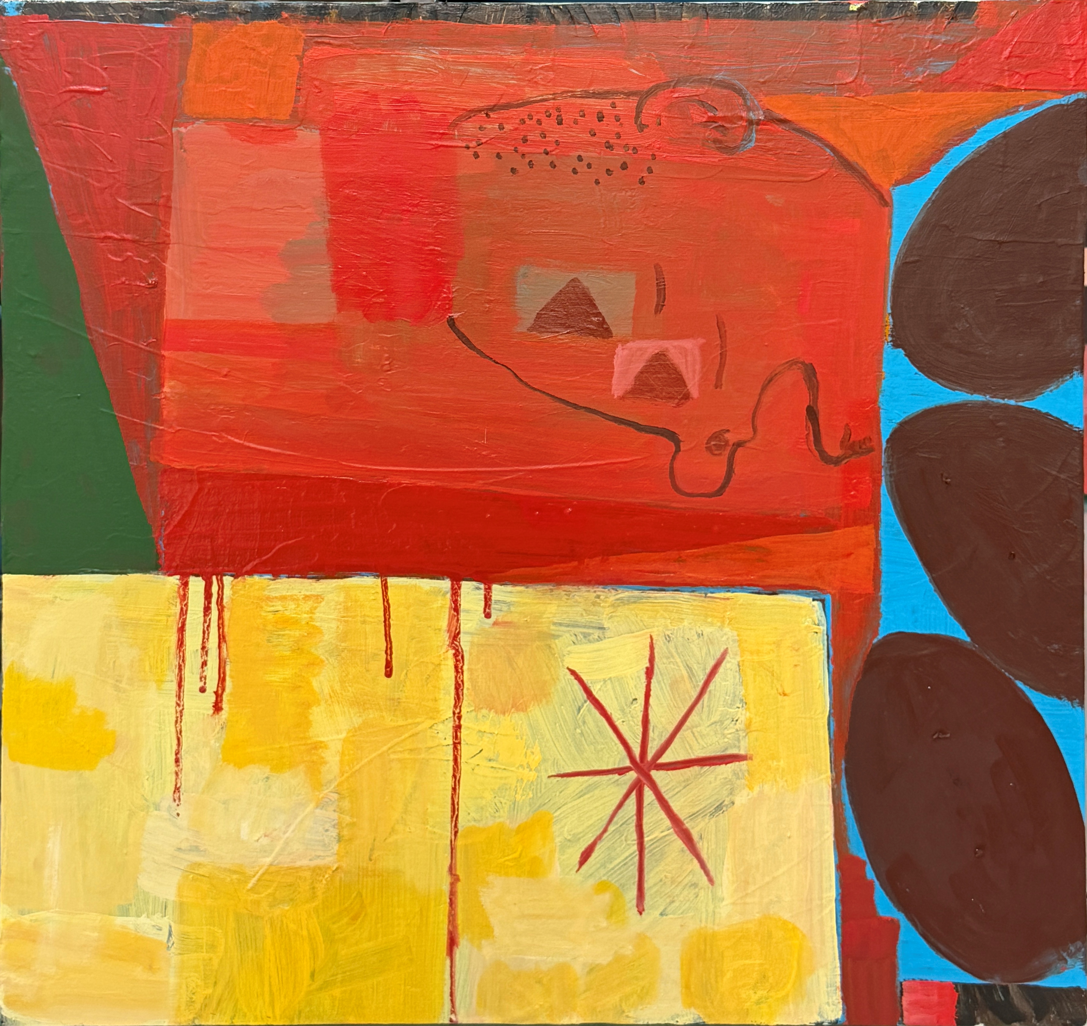 하남 - 저기에, Mixed media (acrylic, oil) on canvas, 45.5x45.5cm, 2026