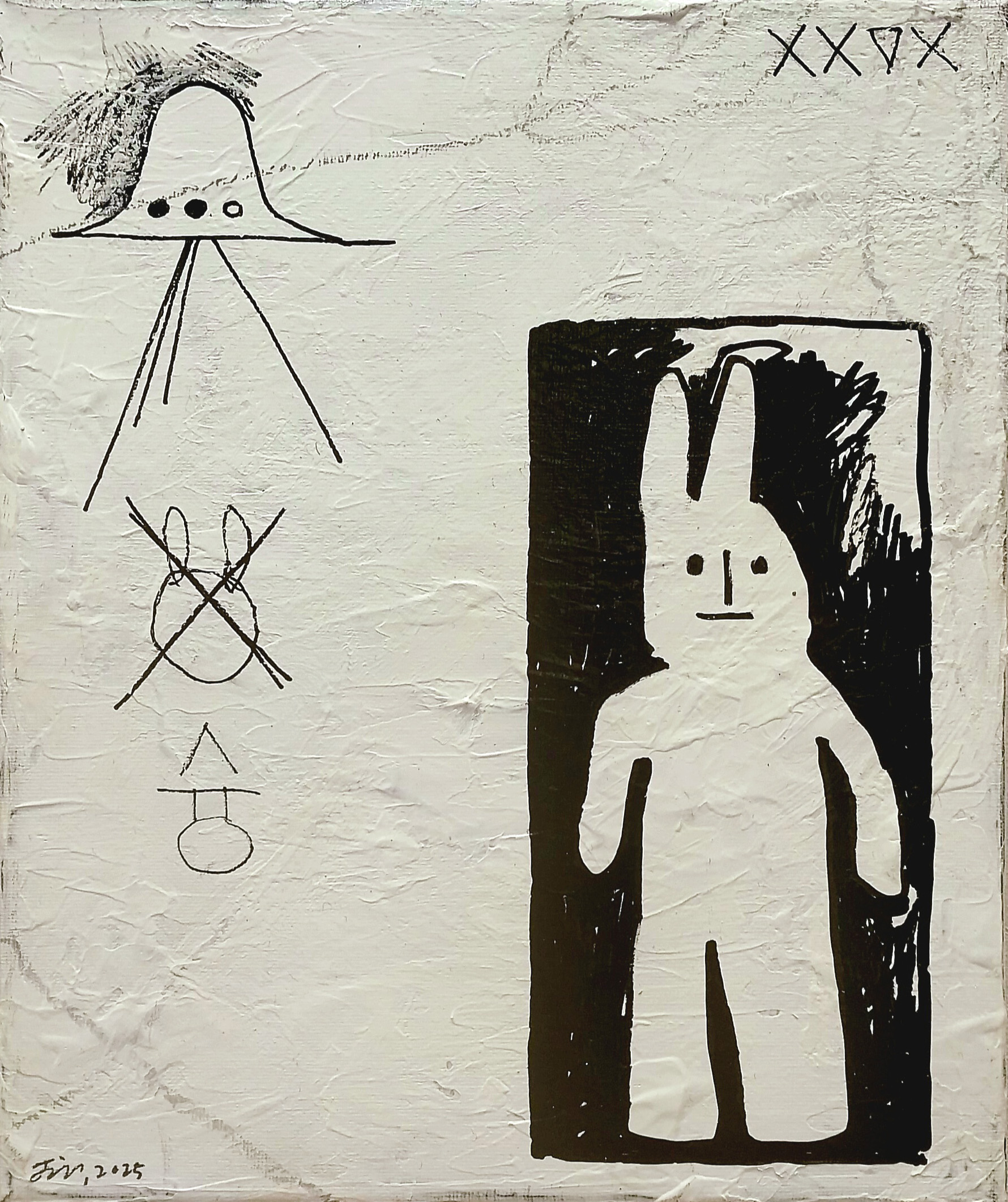 bipedal, mixed media on canvas. 33.4cm x 24.2cm(2025)