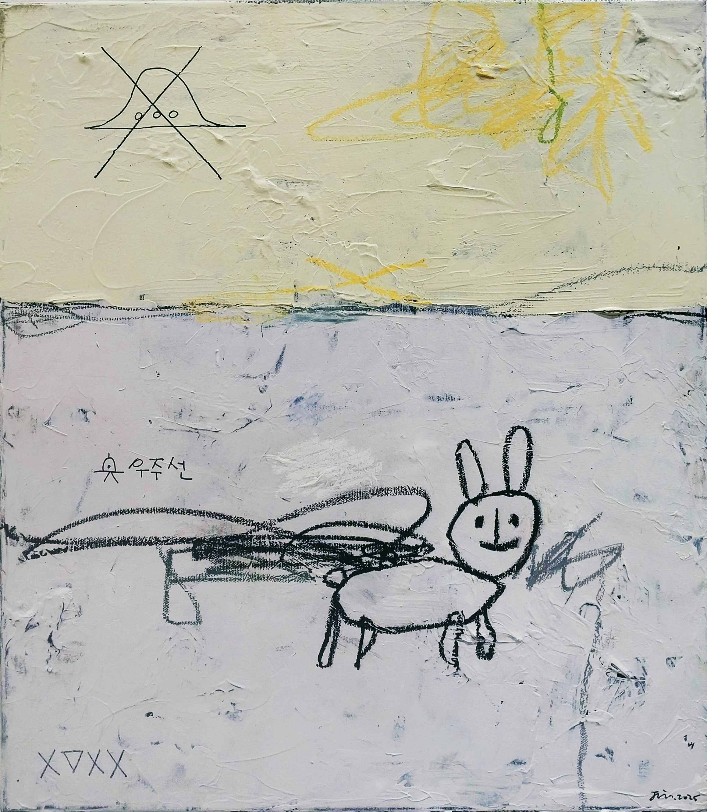 bunny box,  mixed media on canvas. 52.0cm x 36.0cm(2025).