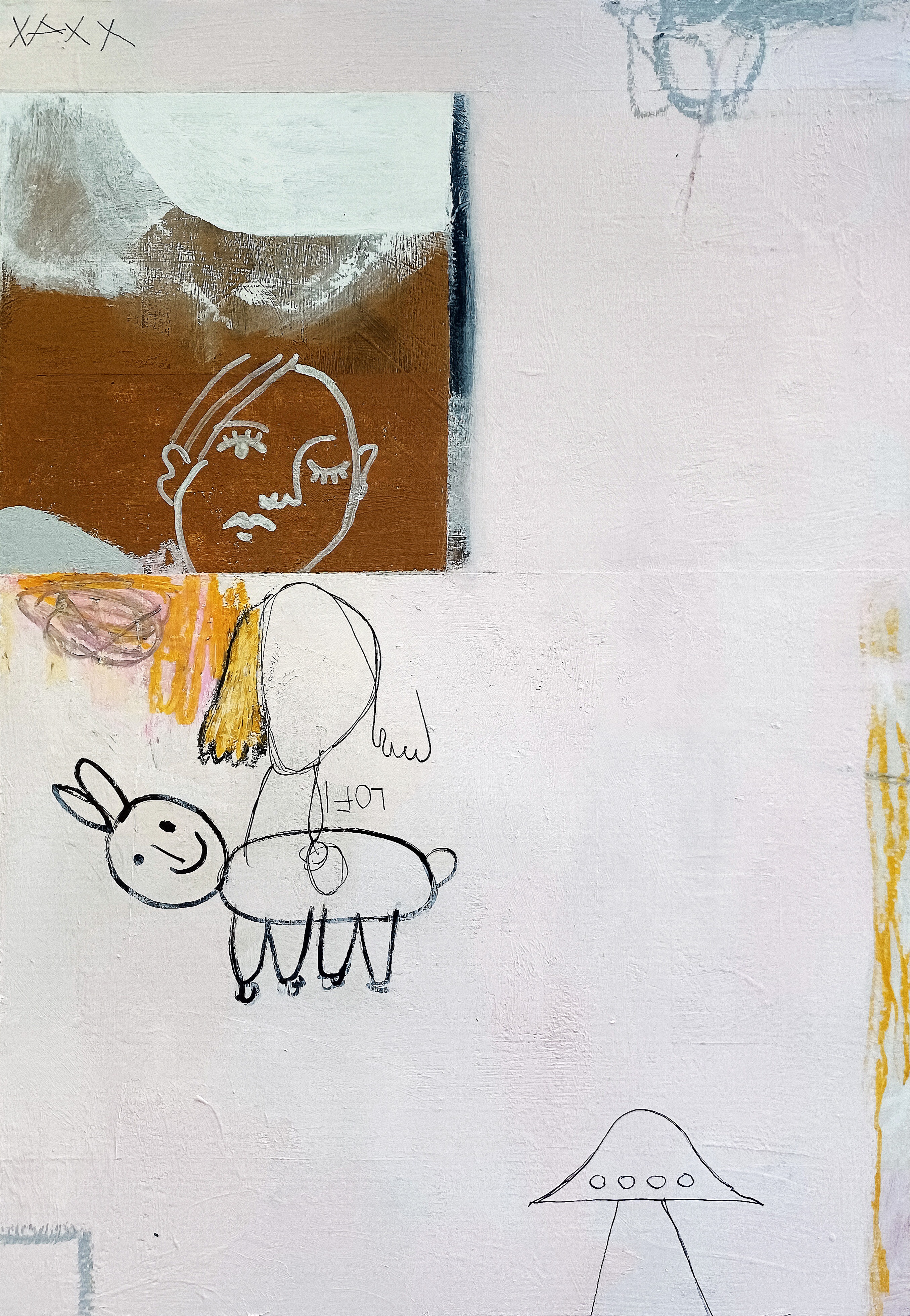  Fruitless . mixed media on paper mounted on wood panel. 52.0cm x 36.0cm(2021)